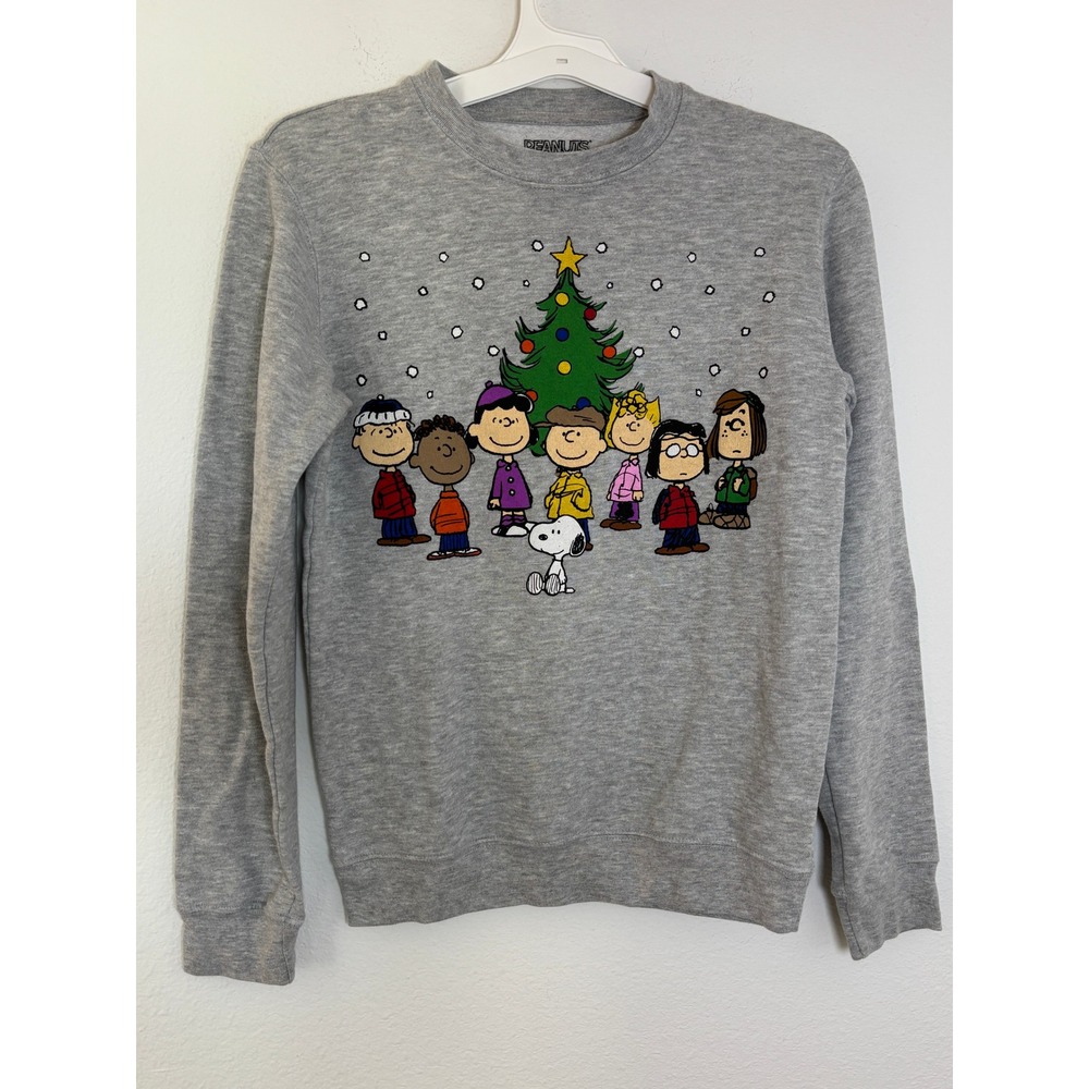 Peanuts Charlie Brown Christmas Sweatshirt Gray Snoopy Holiday Crewneck Small